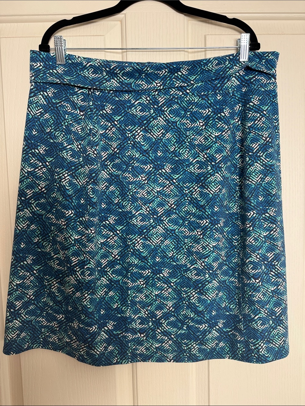 Royal Robbins Blue Geometric A-Line Skirt